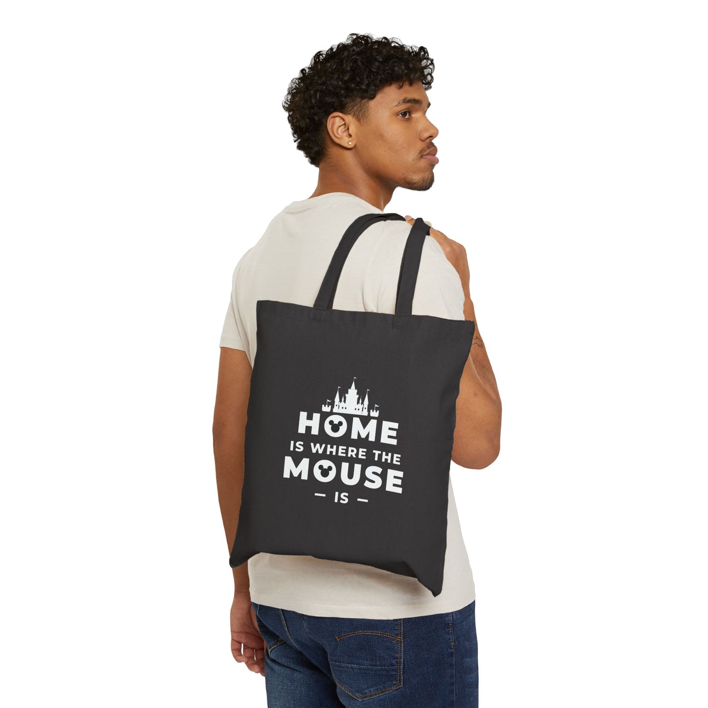 Home Is Where the Mouse Is Black Canvas Tote Bag
