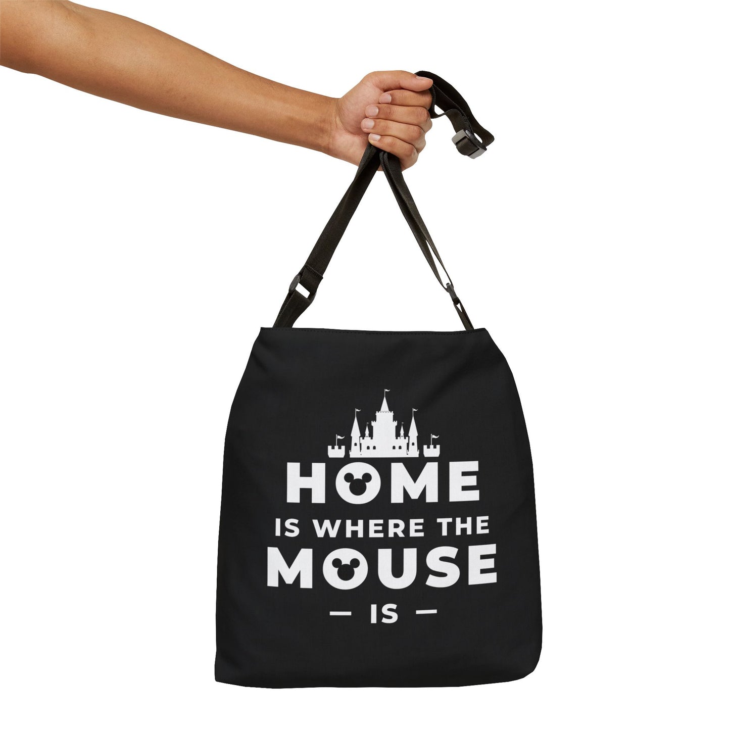 Welcome Home - Black Adjustable Tote Bag
